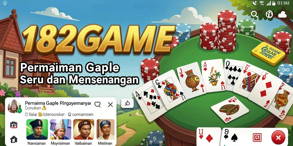 Screenshot utama 182GAME menampilkan gameplay Gaple yang seru.