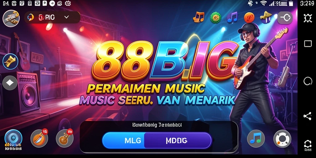 Screenshot utama 88BIG menampilkan aksi bermain musik penuh semangat.