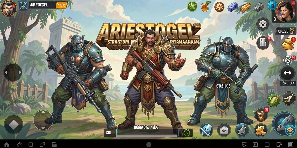 Tampilan gameplay menegangkan dalam ARIESTOGEL dengan strategi yang mendalam.