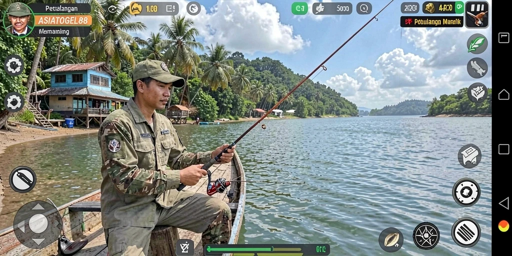 Screenshot gameplay ASIATOGEL88 yang menampilkan aksi memancing yang seru.