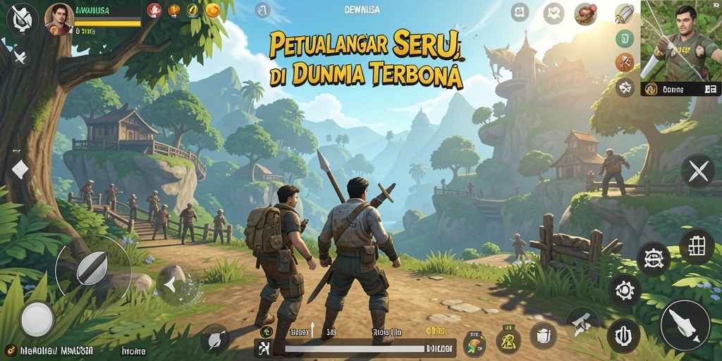 Screenshot gameplay DEWANUSA menampilkan petualangan di dunia terbuka.
