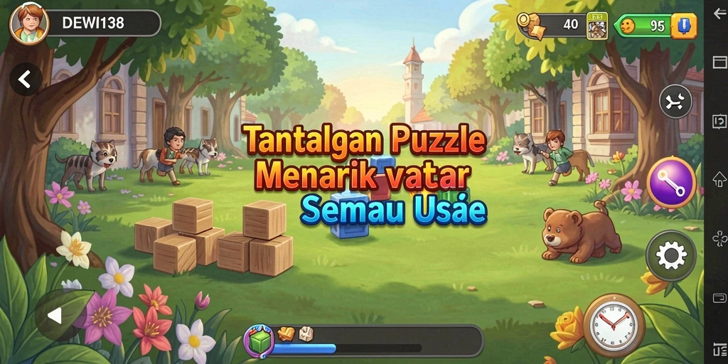 Tampilan gameplay DEWI138 menampilkan tantangan puzzle yang seru dan beragam.
