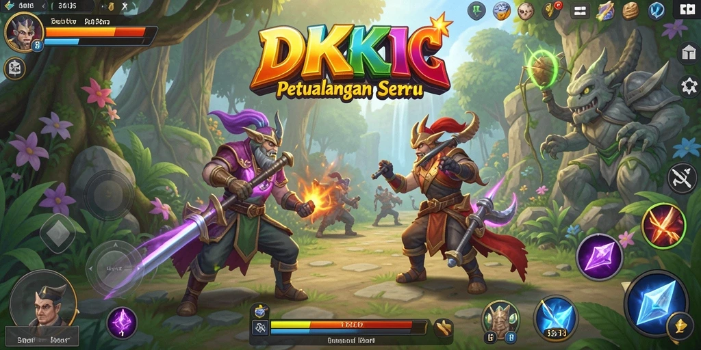 Screenshot gameplay DKK menampilkan aksi pertempuran yang seru.