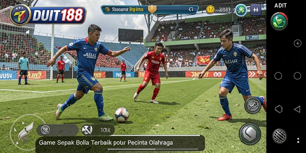 Tampilan gameplay <strong>DUIT188</strong> yang mendebarkan saat mencetak gol.