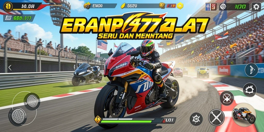 Tampilan menarik dari gameplay balap yang seru di EMON77.