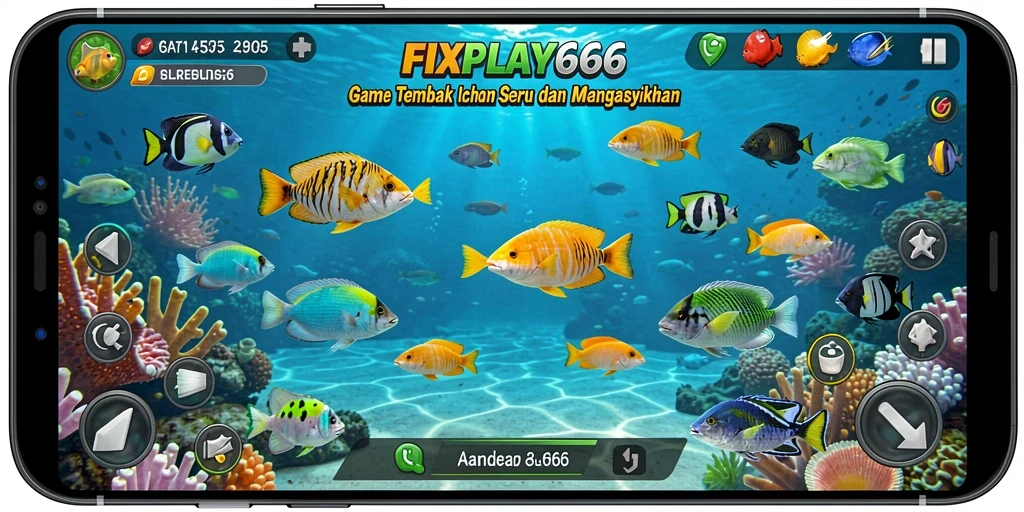 Tampilan gameplay seru dalam FIXPLAY666 saat menembak ikan.