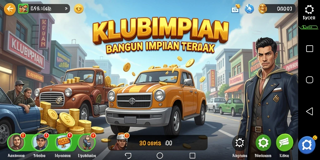Screenshot gameplay KLUBIMPIAN menampilkan keseruan membangun bisnis Tycoon.