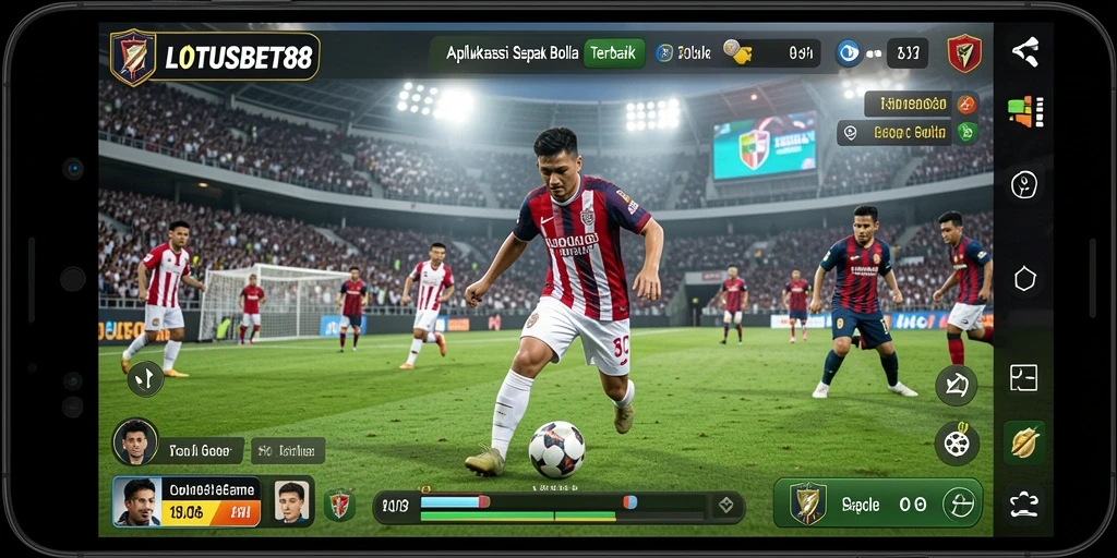 Tampilan gameplay LOTUSBET88 dengan aksi sepak bola yang mendebarkan.