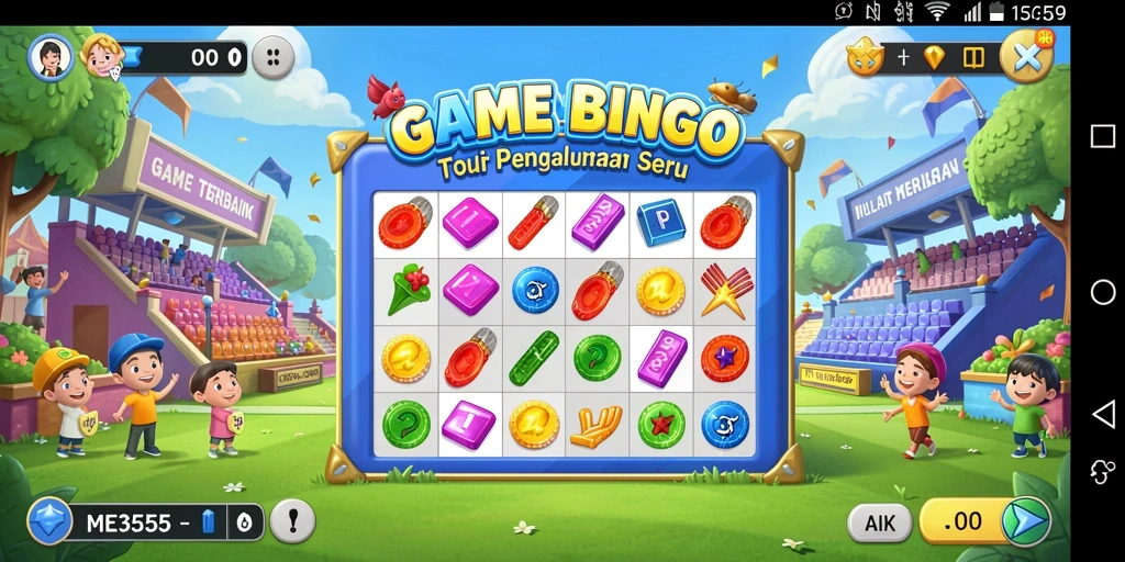 Tampilan gameplay seru Bingo di ME355 dengan interaksi pemain.