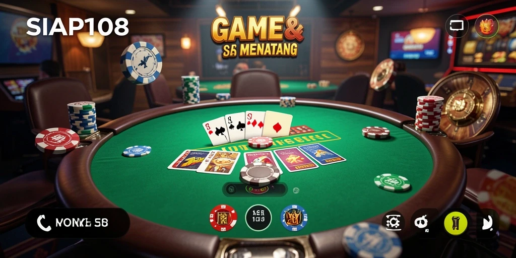 Tampilan gameplay menarik dari SIAP108 menunjukkan aksi poker yang seru.