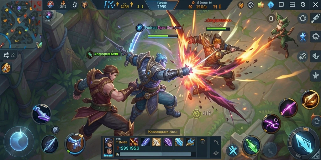 Tampilan gameplay seru dalam game MOBA T9999.
