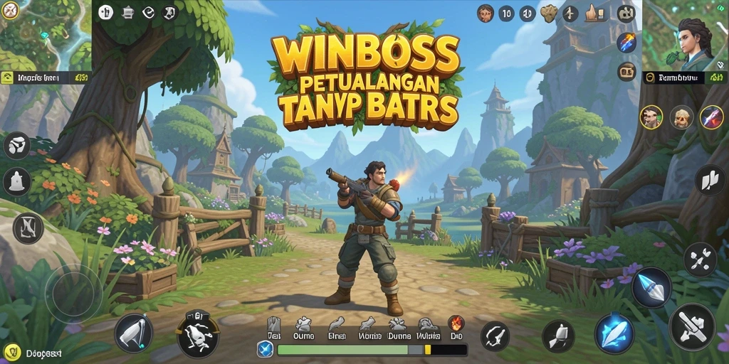 Tangkapan layar dari gameplay WINBOSS yang memperlihatkan eksplorasi dunia terbuka.